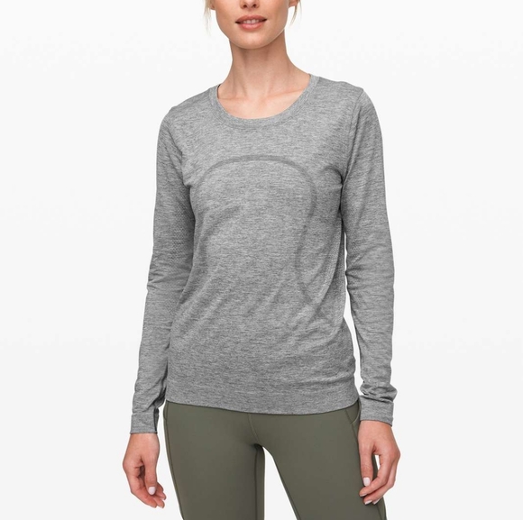 lululemon athletica Tops - LULULEMON Grey Swiftly Tech Long Sleeve Relaxed Slate White